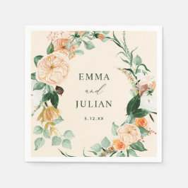 Botanische Boho Greenery Peach Personalisiert Wedd Serviette