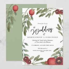 Botanische Boho Greenery Wedding Burgundy Einladung