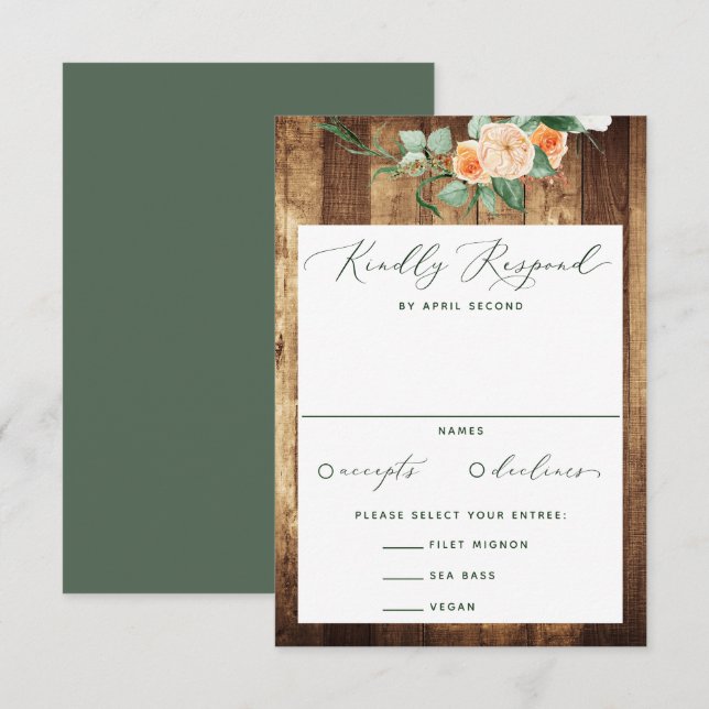 Botanische Boho Grünanlage Bauernhof Barn Wedding RSVP Karte (Vorne/Hinten)