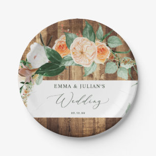 Botanische Boho Personalisierte Hochzeit Pappteller