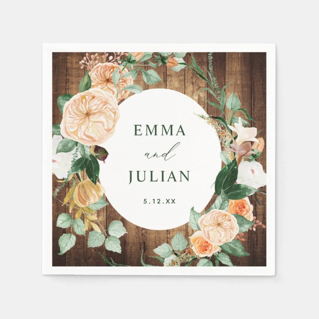 Botanische Boho Personalisierte Rustikale Hochzeit Serviette (Vorderseite)