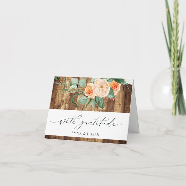 Botanische Boho Rustikale Personalisierte Hochzeit Dankeskarte (Vorderseite)