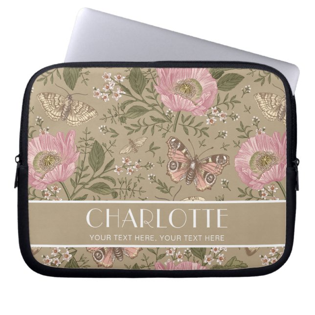 Botanische Braunblumenmonogramm der modernen Wildb Laptopschutzhülle (Vorderseite)