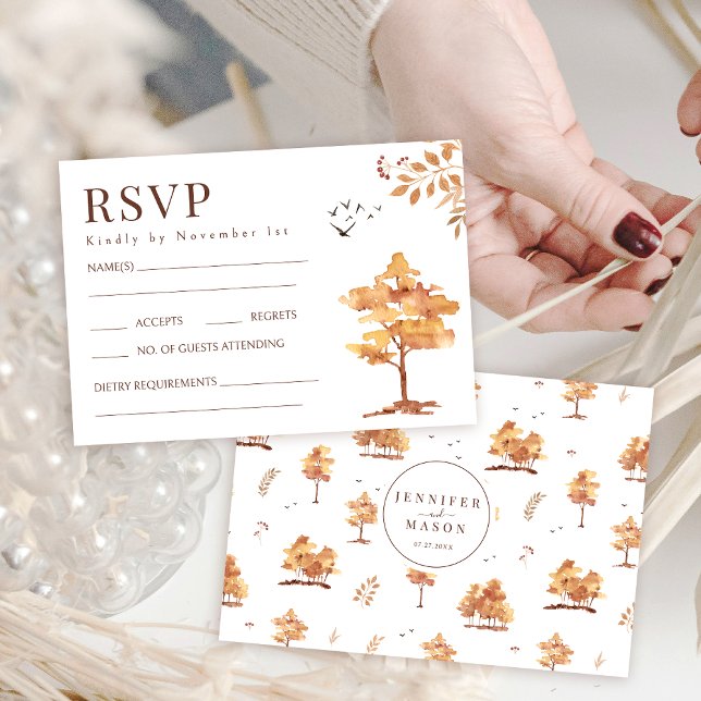 Botanische Braune Terracotta Hochzeit im Herbst RS RSVP Karte (Von Creator hochgeladen)