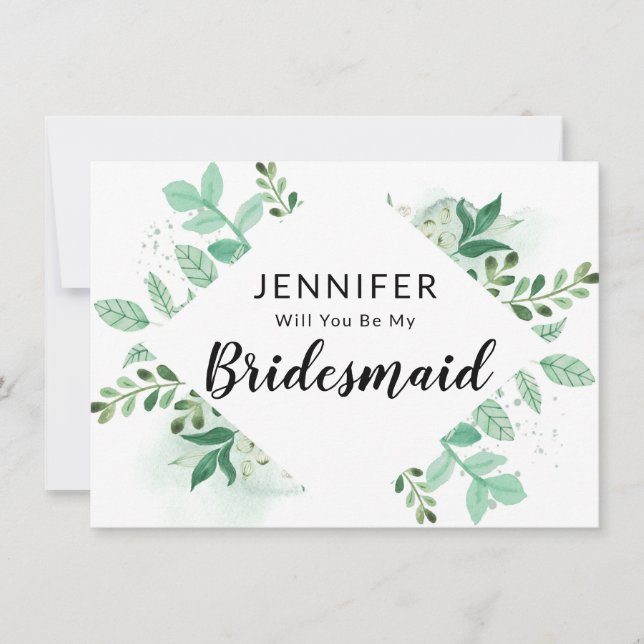 Botanische Bridmaid-Vorschlagskarte für frische Fo (Vorderseite)