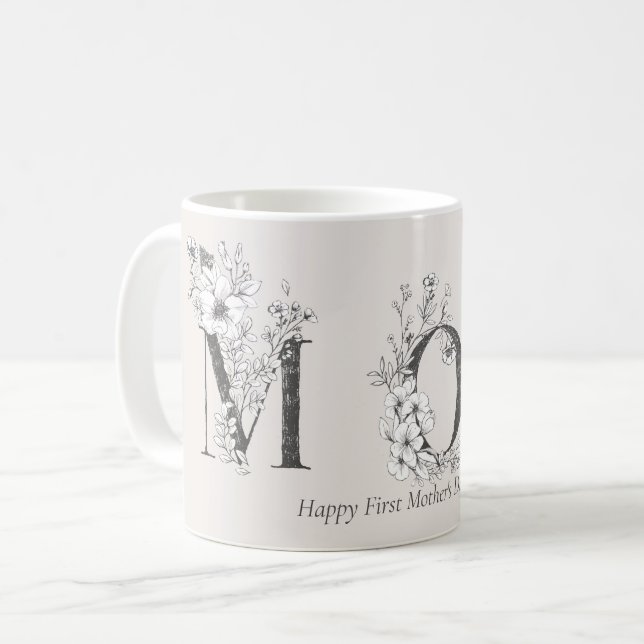 Botanische Briefe der ersten Mutter rosa Kaffeetasse (Vorderseite Links)