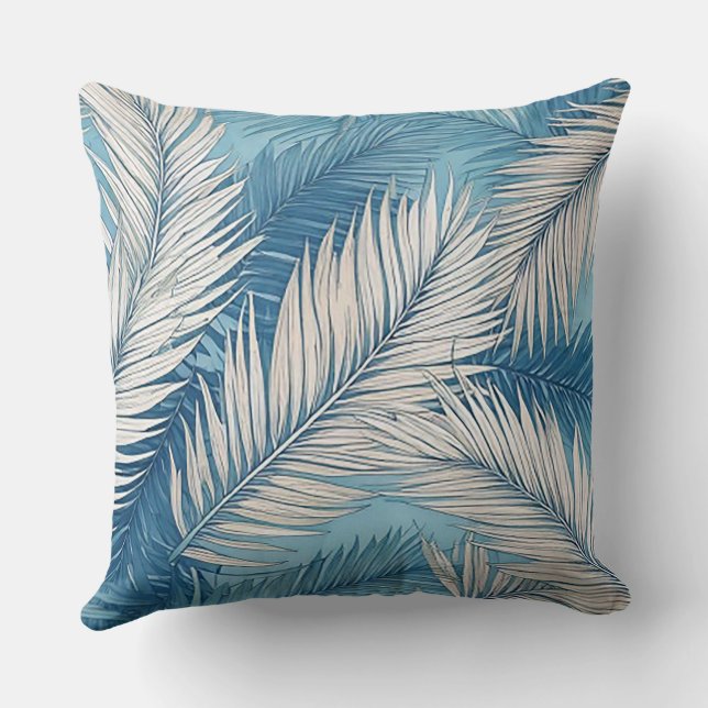 Botanische Brise Palm Fronds Throw Kissen (Rückseite)