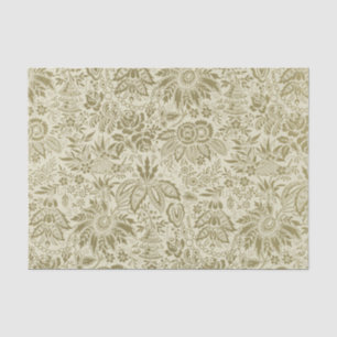 Botanische Brokat-Toile-Blumenmuster in Grün und S Seidenpapier