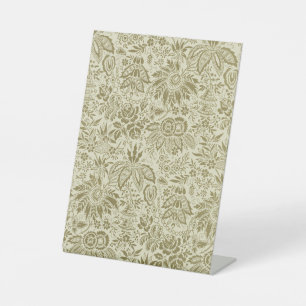 Botanische Brokat-Toile-Blumenmuster in Grün und S Sockelschild