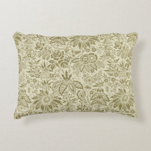 Botanische Brokat-Toile-Floral Grün-Sage-Muster Dekokissen