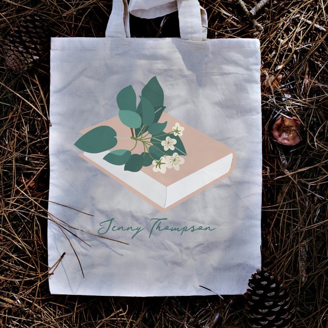 Botanische Bücher und Bibliothek Lesen Individuell Tragetasche (Botanical Books & Library Reading Custom Name Tote Bag)