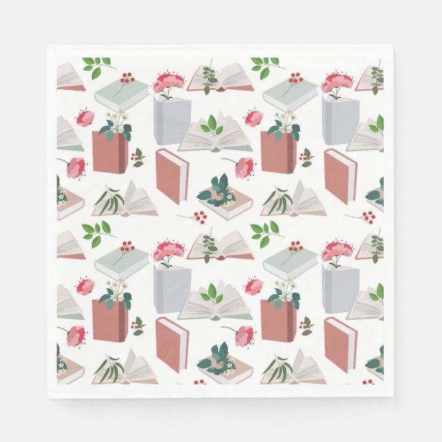 Botanische Bücher und Bibliothekslesemuster Serviette (Vorderseite)