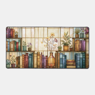 Botanische Bücherregal-Buntglas-Bibliothek Schreibtischunterlage