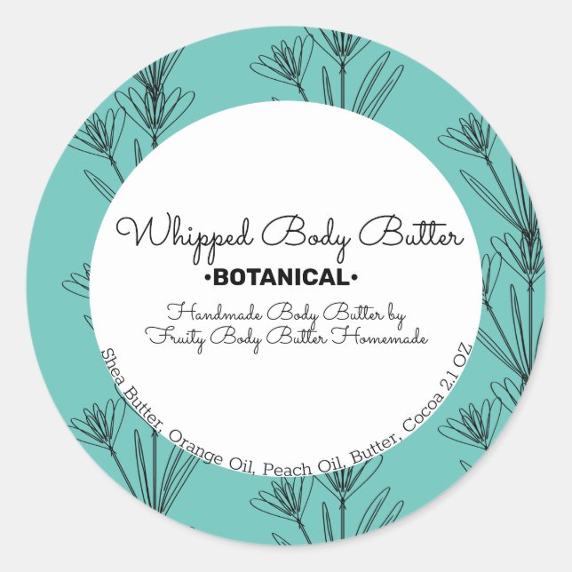 Botanische Butterblende-Branding-Verpackung Runder Aufkleber (Vorderseite)