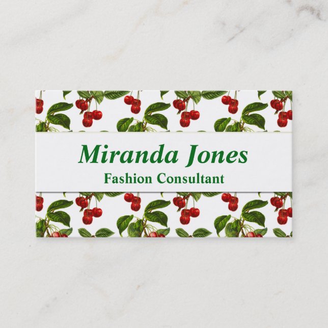 Botanische Cherry Print Business Card Visitenkarte (Vorderseite)
