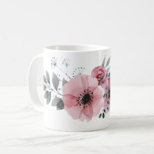 Botanische Chic floral elegante graurosa Blume Kaffeetasse