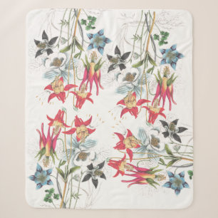 Botanische Columbine-Blumen Sherpa Decke Sherpadecke