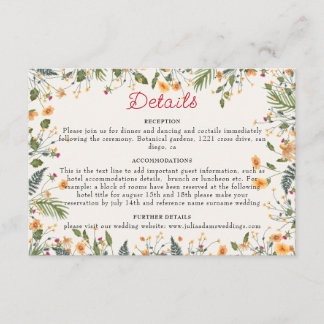 Botanische Daffodils Daisy Peony Blume Hochzeit Begleitkarte