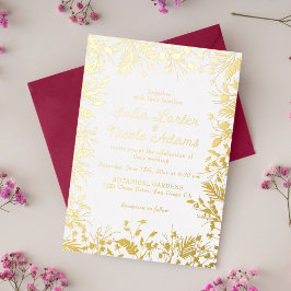 Botanische Daffodils Daisy Peony Blume Hochzeit Folieneinladung