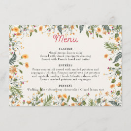 Botanische Daffodils Daisy Peony Blume Hochzeit Menükarte