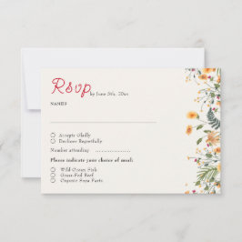 Botanische Daffodils Daisy Peony Blume Hochzeit RSVP Karte