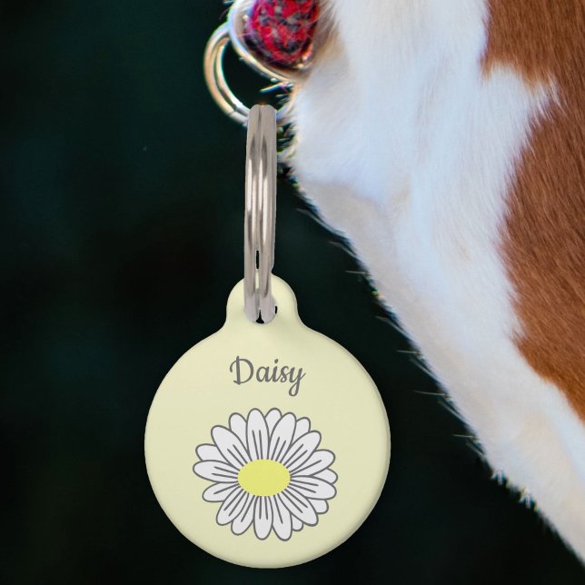 Botanische Daisy-Blume Gelbe Pet Haustiermarke (Daisy Flower Yellow Pet Tag)