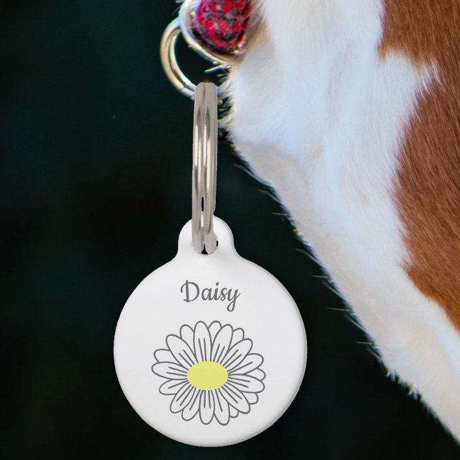 Botanische Daisy-Blume White Pet Haustiermarke (Daisy Flower White Pet Tag)
