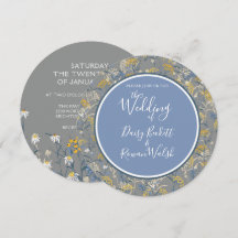 Botanische Daisy Floral Yellow & Navy Blue Wedding
