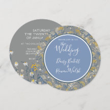 Botanische Daisy Floral Yellow & Navy Blue Wedding