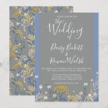 Botanische Daisy Floral Yellow & Navy Blue Wedding