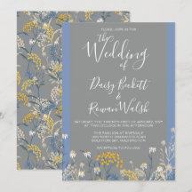 Botanische Daisy Floral Yellow & Navy Blue Wedding