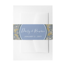 Botanische Daisy Floral Yellow & Navy Blue Wedding Einladungsbanderole