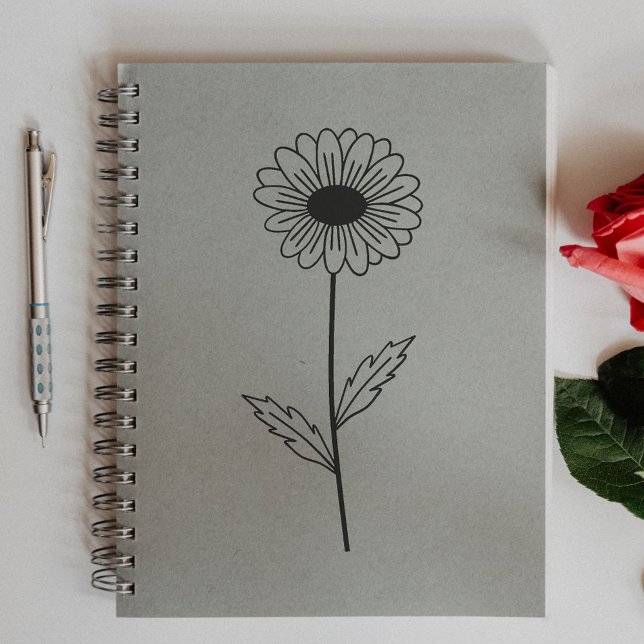 Botanische Daisy Line Blume Gummistempel (Botanical Daisy Line Art Flower Rubber Stamp)