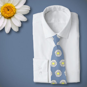 Botanische Daisy Pastel Blume Blau Krawatte