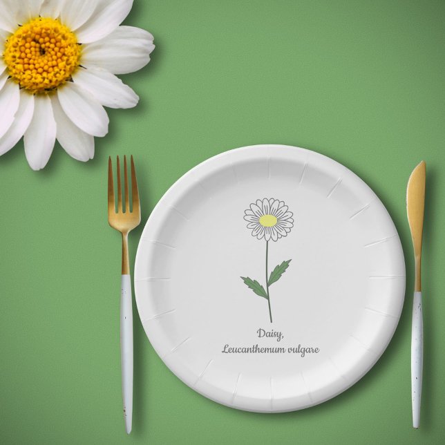 Botanische Daisy Pastel Blume Pappteller (Botanical Daisy Flower Paper Plates)