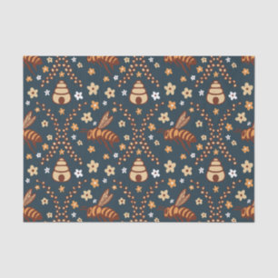 Botanische Dark Cotattcore Bees & Beehives Seidenpapier