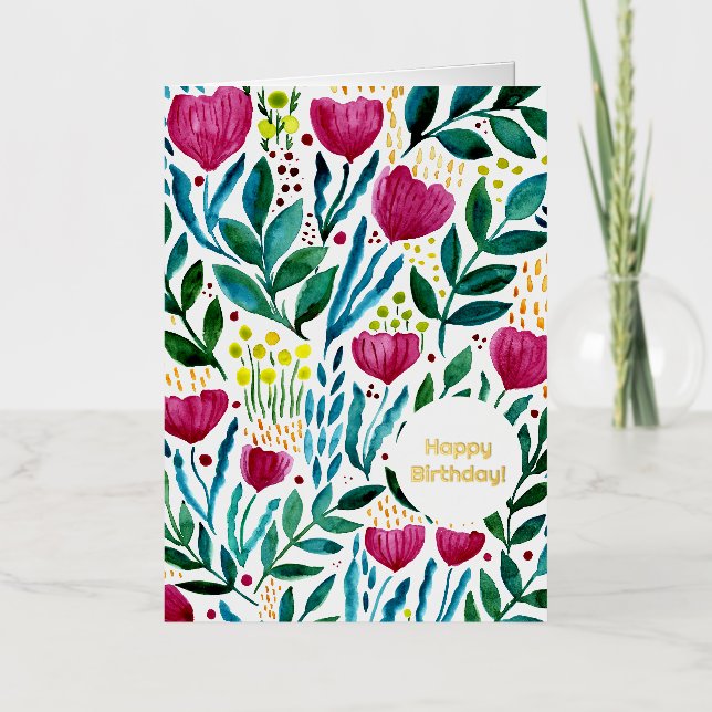 Botanische Darstellung Happy Birthday (Vorderseite)