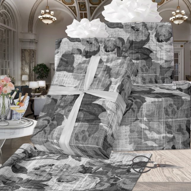 Botanische Dekoupage aus Schwarz und Weiß Geschenkpapier (Von Creator hochgeladen)