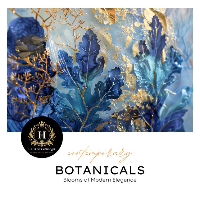 Botanische Dekoupage Luxurious Blue and Gold Seidenpapier (Von Creator hochgeladen)