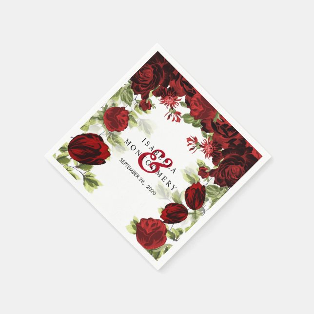 Botanische Dunkelblütenhochzeit Serviette (Ecke)