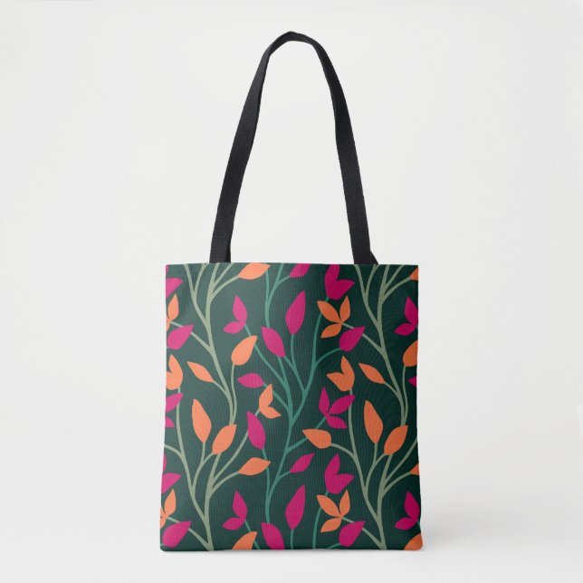Botanische dunkelgrüne Blätter lebendig chic Tasche (Vorderseite)