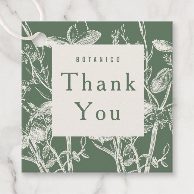 Botanische dunkle Sage Cream Floral Moderne Vielen Geschenkanhänger (Vorderseite)