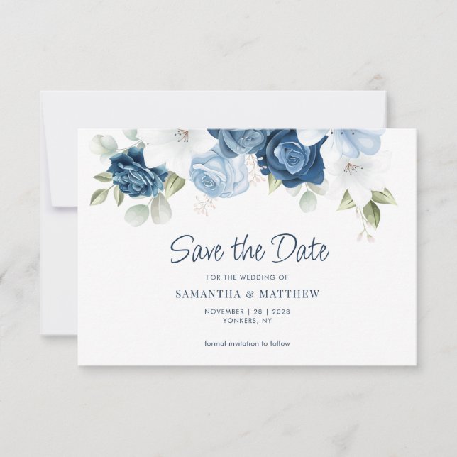 Botanische Dusty Blume Grüne Save The Date (Vorderseite)