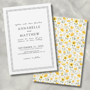 Botanische einfache gelbe Wildblume Boho-Hochzeit Einladung