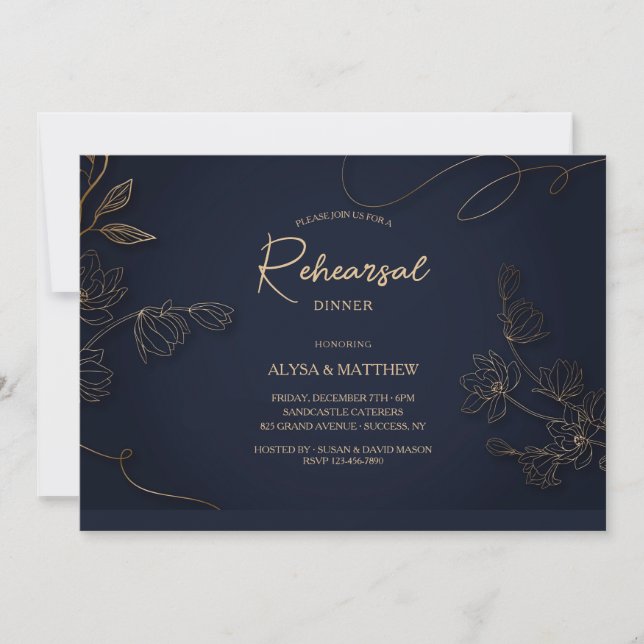Botanische Einladung von Gold und Black (Vorderseite)