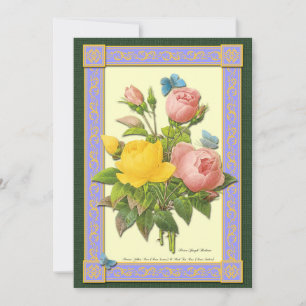 Botanische Einladungen in Gelb und Rosa