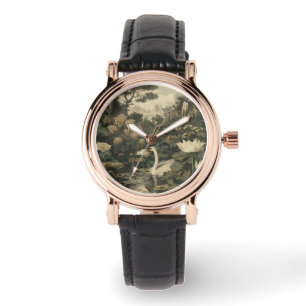 Botanische Elegance - Schwan im Wald Armbanduhr