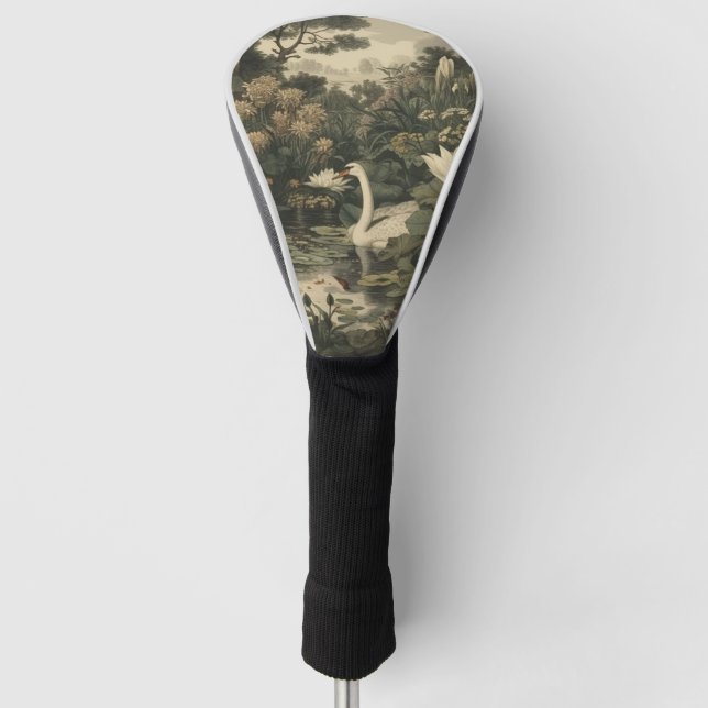 Botanische Elegance - Schwan im Wald Golf Headcover (Vorderseite)