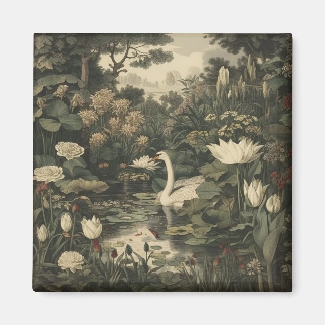Botanische Elegance - Schwan im Wald Magnet (Vorne)