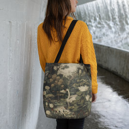 Botanische Elegance - Schwan im Wald Tasche